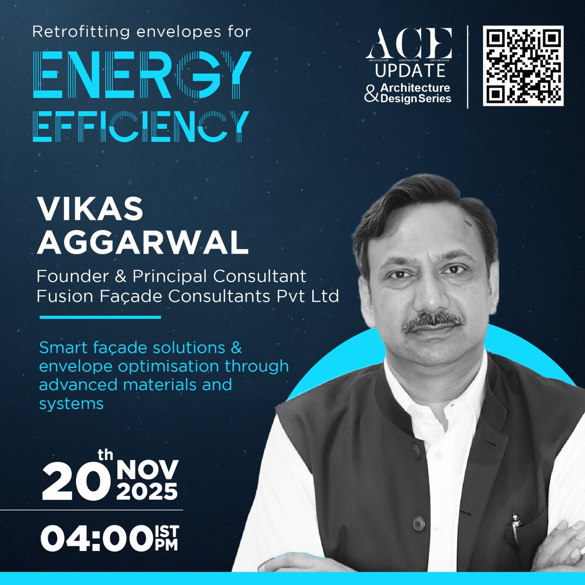 aceupdatemag's tweet image. Join us for a virtual session on “Retrofitting Envelopes for Energy Efficiency” with Vikas Aggrawal

20th Nov 25
4.00 to 5.30 PM IST
Talk point: Smart facade solutions &amp;amp; envelope optimisation through advanced materials and systems

Register: lnkd.in/dPCyKDgH

#ACEUpdate