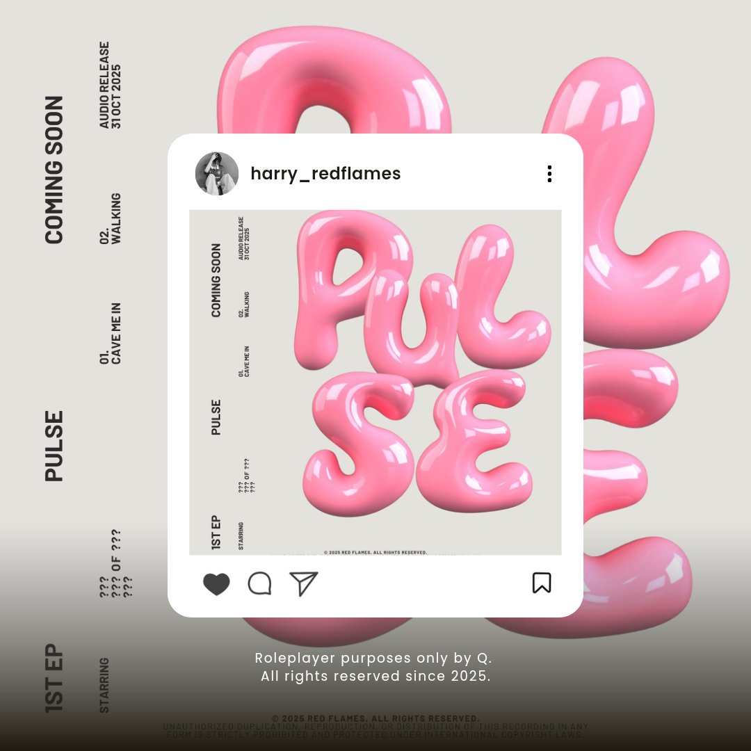 ⠀⠀⠀
𝐡𝐚𝐫𝐫𝐲_𝐫𝐞𝐝𝐟𝐥𝐚𝐦𝐞𝐬 𝐮𝐩𝐥𝐨𝐚𝐝𝐞𝐝 𝐚 𝐧𝐞𝐰 𝐩𝐨𝐬𝐭

Red Flames EP 'Pulse'

1. Cave Me In (ft. Ezy of Eror Four &amp; Juan Pangestu)
작곡, 작사, 가수
2. Walking (ft. Ezy of Eror Four &amp; Juan Pangestu)
작곡, 작사, 가수
⠀⠀⠀