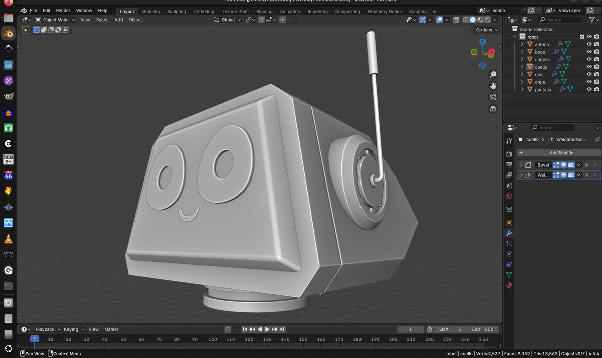 pmarcodelpont's tweet image. #Modelando un #robot en #blender siguiendo un #tutorial #modeling #pompalabs #fun and #learning
