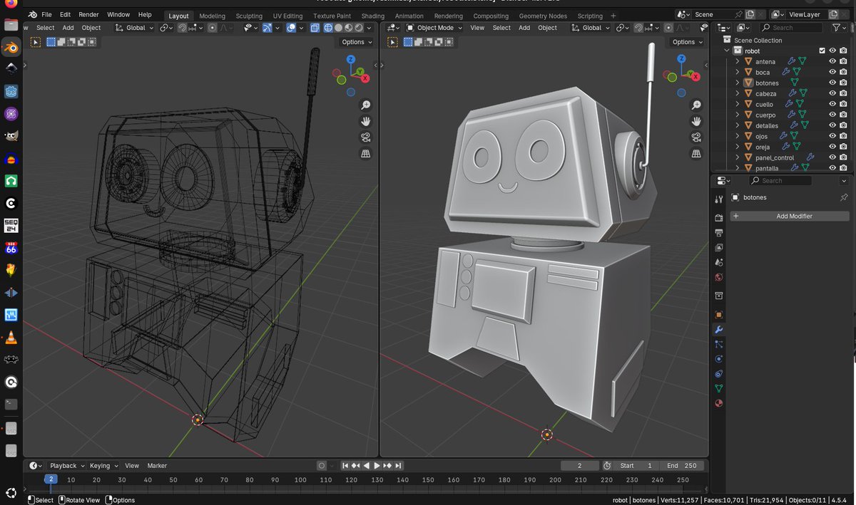 pmarcodelpont's tweet image. #Modelando un #robot en #blender siguiendo un #tutorial #modeling #pompalabs #fun and #learning