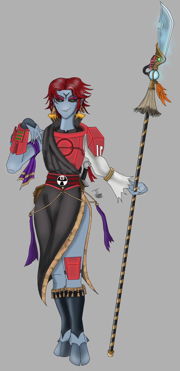 Darkminster's tweet photo. What's this? me doing art? no way, finally decided to get up off my ass. This of Por'O Al'fel Keseth, leader of the Farsight Enclaves expedition into the Ghoul Stars. Who I play in my Rogue Trader game, expect me to get around to the other characters of our wacky retinue. https://t.co/6e5HduyIdP