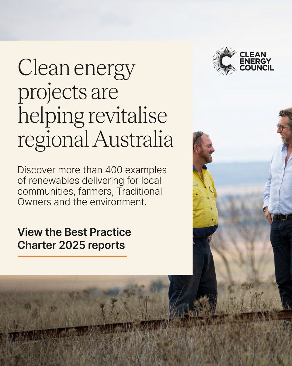 cleannrgcouncil's tweet photo. Discover how Best Practice Charter signatories are meeting their commitment to support local employment and education opportunities https://t.co/e2Um2HAAwo
Find out more in our fact sheet https://t.co/kB0YNpqRLH
#renewables #cleanenergy #cleanenergyworksforAus #bestpractice (5/5) https://t.co/aY7gdxi2zC