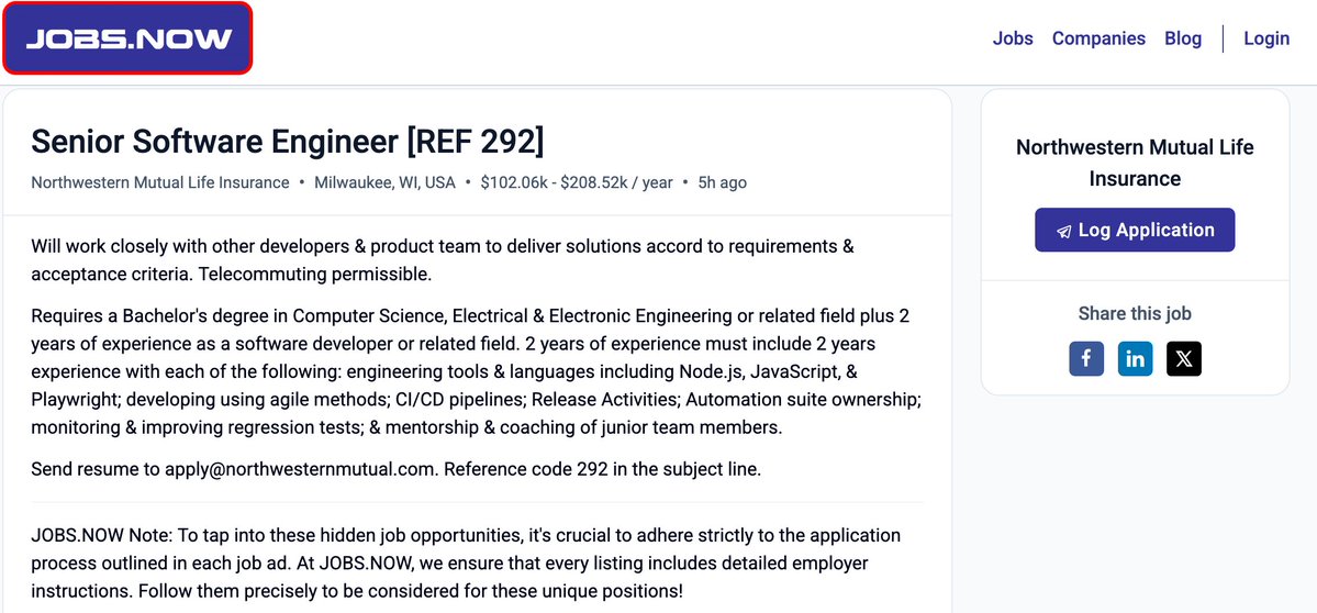 JobsNowPR's tweet image. Northwestern Mutual apparently can&apos;t find any Americans with 2 years of software experience in Milwaukee (or to work remote)