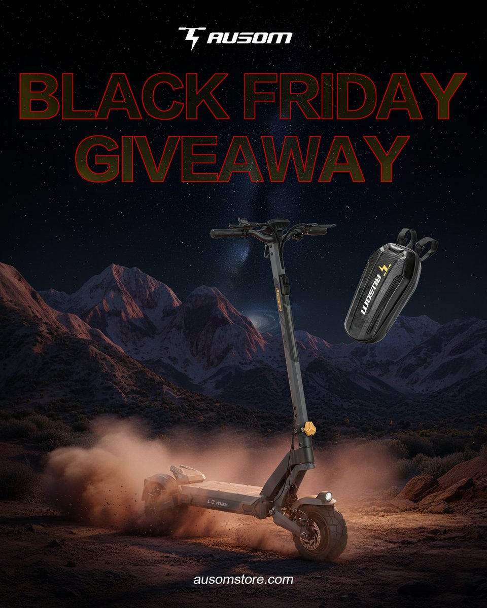 Ausom Black Friday Giveaway! 
📅 Date: November 17 - 30, 2025

🎁 Prizes:
1st Prize (1 Winner): Ausom L2 Max Dual Motor E-Scooter
Lucky Draw (10 Winners): Ausom Branded Handlebar Bag

❔How to Enter:
1. Follow @ausomstore
2. Comment
3. Repost