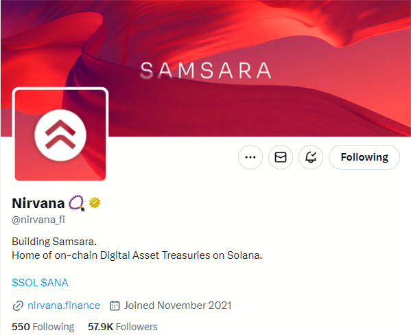 2600eth's tweet photo. The more I study @Nirvana_Fi, the more I feel people are sleeping on what they’re building for the $SOL ecosystem. Nirvana didn’t just introduce another asset model, they created a true floor price mechanism that gives digital assets something crypto rarely offers: downside protection backed by on-chain math.

Now they’re taking that same foundation and expanding it into Samsara, a platform for launching decentralized DATs-Digital Asset Treasuries. Think of DATs like a “MicroStrategy on-chain,” but instead of a single company holding BTC, any team can create a fully transparent treasury backed by programmatic rules, audited in real-time on Solana.

This matters because most meme assets like $BONK, $PENGU, or $PUMP live entirely on narrative. They rise fast, fall fast, and don’t have any treasury structure that guarantees survivability. With Samsara, teams can launch assets that actually have treasuries, redemption logic, and a verifiable floor, all enforced by Solana’s speed and transparency.

For me, the idea is simple but powerful:
If crypto wants to grow up, it needs assets with resilience, not just hype.
And Samsara is basically giving builders the toolkit to launch those assets natively on Solana.

Curious what others think:
Do you believe DAT-style assets with a provable floor can become the next major category on $SOL?
Or do you think markets will still prefer pure narrative tokens?

Let me know, genuinely want to hear how people see this model evolving.