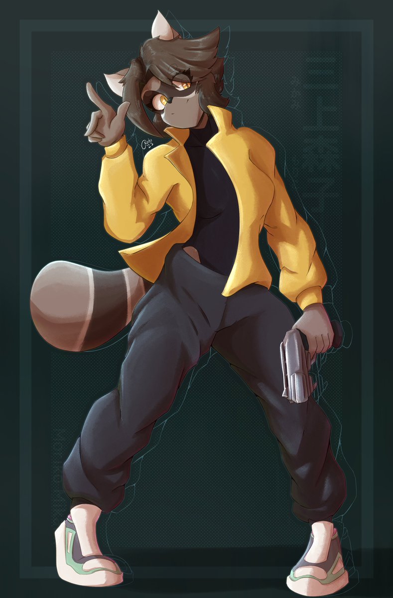 RodoArts_'s tweet photo. Raccoon girl with pew pew https://t.co/rbFwgF5Yg0
