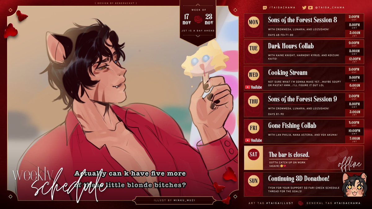 Taiga_Chama's tweet image. 【11/17 - 11/23】

so like...soup or pasta?