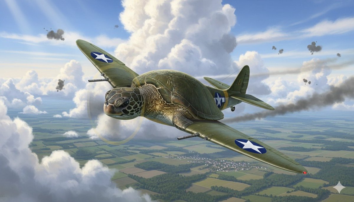 Some experimentation with Gemini, image 1 source. 
The 2nd image: ‘render the source image in the style of Studio Ghibli’ 
The 3rd,: ‘render the source image in a WW2 dogfight using the American palette and identifiers’ 
With no complex prompts. #AI