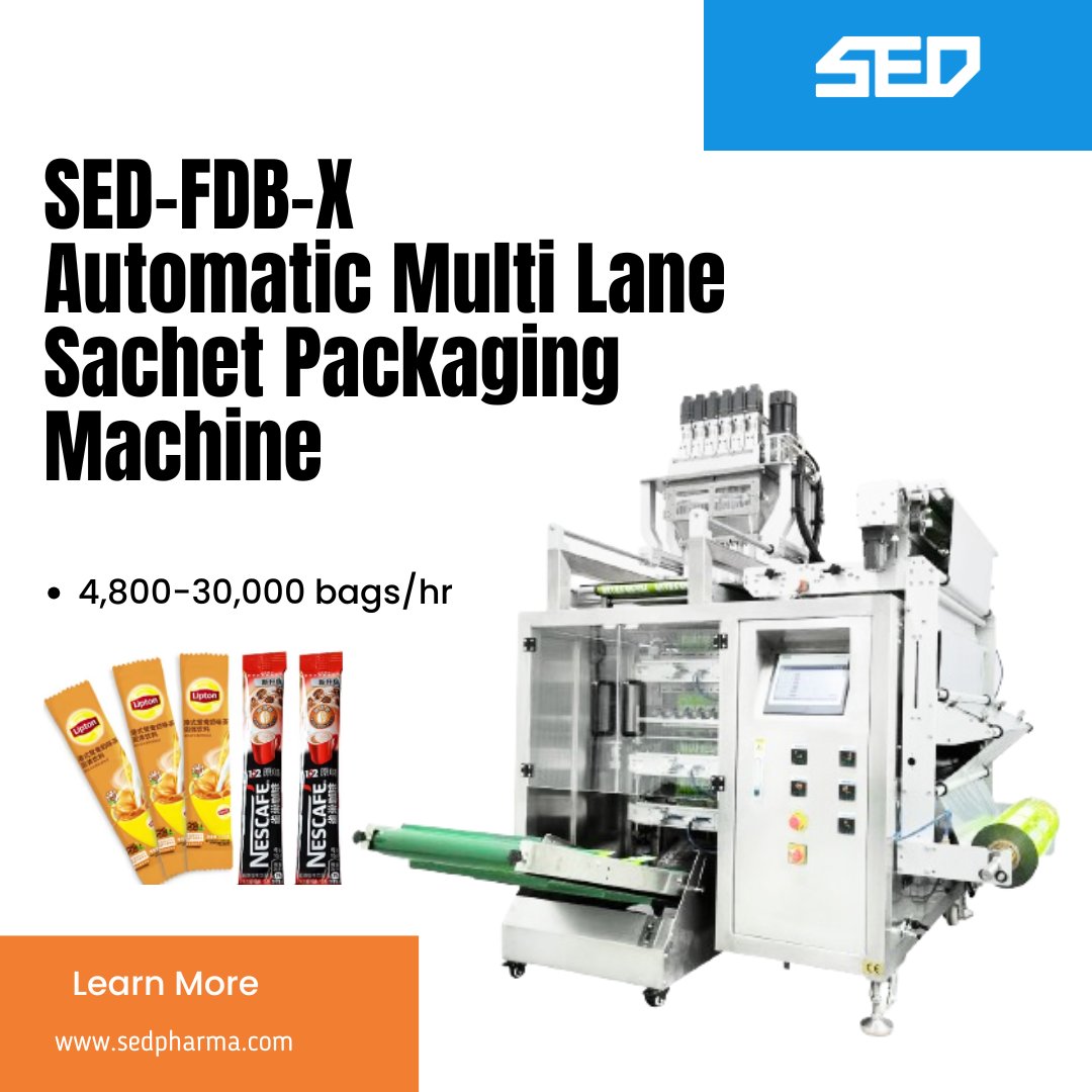 SedPharma's tweet photo. 🚀 Efficient Packaging, Accurate Dosing!
The SED-FDB-X Automatic Multi-Lane Powder Sachet Packaging Machine is the top choice for the pharmaceutical, food, and daily chemical industries!

🔗 https://t.co/06zqwUWJ5U

#sedpharma #powderpackaging #powderpackingmachine #sachetpacking https://t.co/by6JGgwrr3