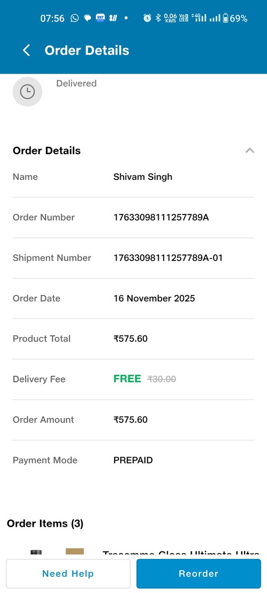 singh_s0_0's tweet photo. @JioMart @JioMart_Support very poor service i ordered the 3 items yesterday (16.11.2025) but still I have not received them and when I check My order history app it's still showing under process and expected delivery 16.11.2025 showing @reliancejio #JioMart @jagograhakjago https://t.co/3nlZ0sM0SD
