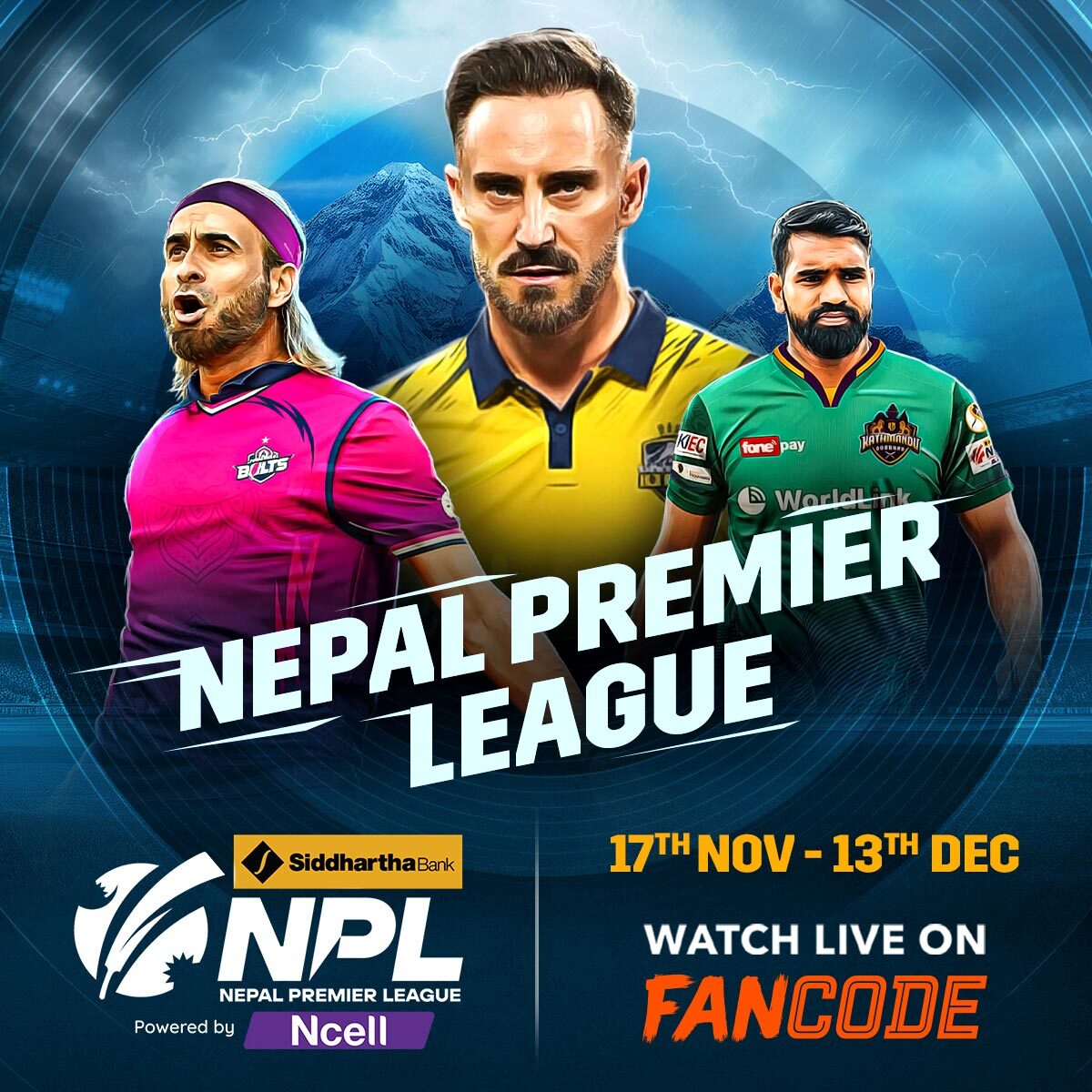 The Festival of Himalayas returns as NPL 2025 lights up TU International Cricket Ground with 23 night matches. 

The journey begins with Janakpur Bolts vs Kathmandu Gorkhas. A new era of Nepali cricket is ready to shine under the floodlights.

Watch it live on FanCode -