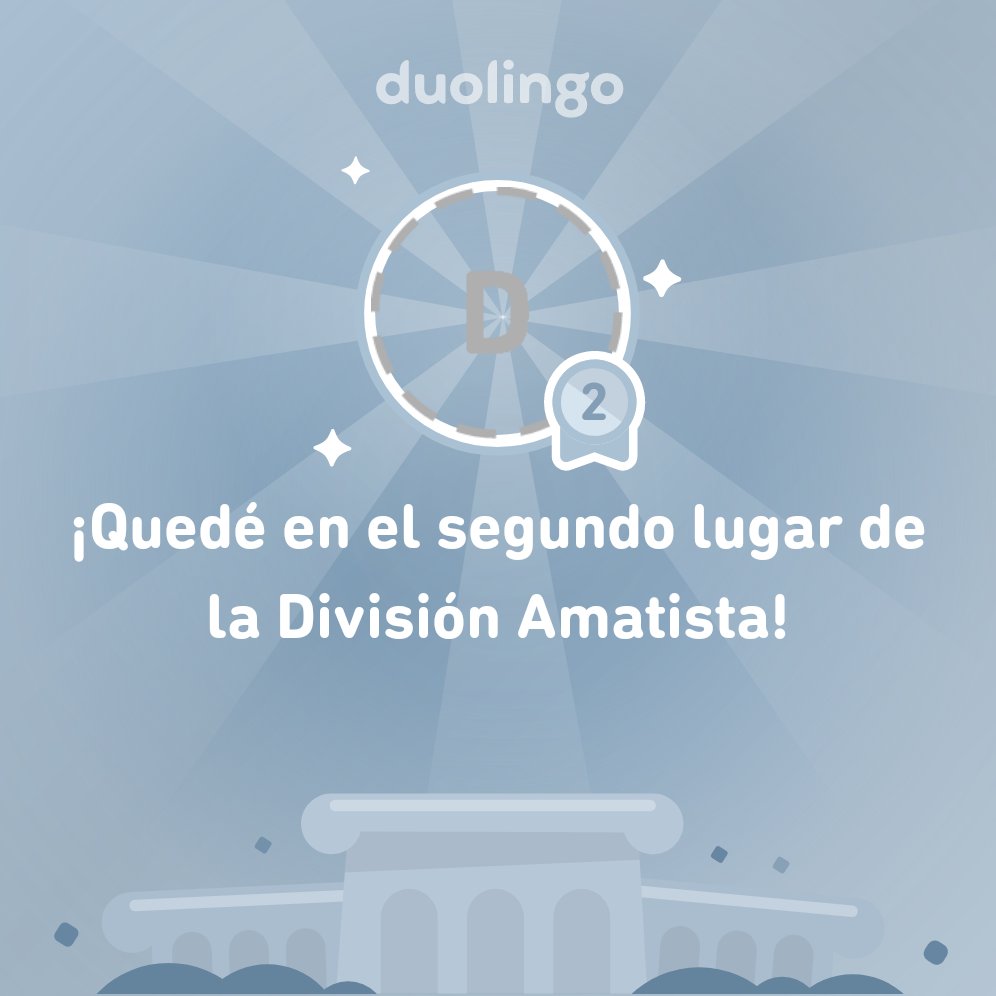 Will_Dar's tweet image. ¡Quedé en el segundo lugar de la División Amatista en @Duolingo!