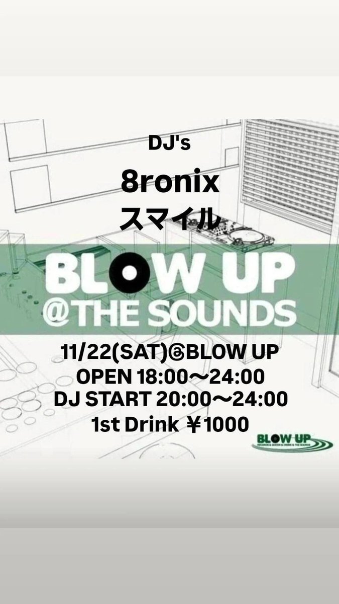 今週末土曜日は初Blow Up。ハイボーラーズで伺います。何卒よろしくお願いします🙇