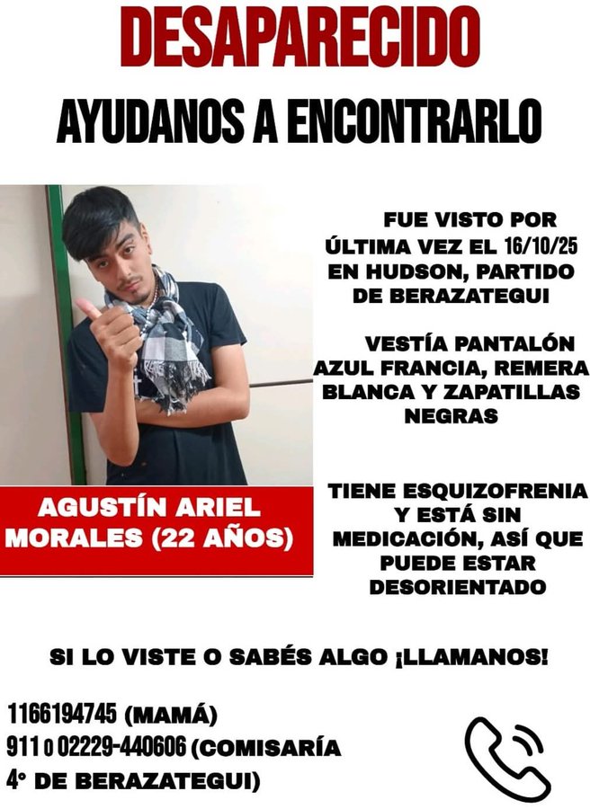desaparecidaorg's tweet image. Desapareció Agustín !!!, por favor ayudanos a encontrarlo🙏❤️

#Berazategui #BuenosAires
