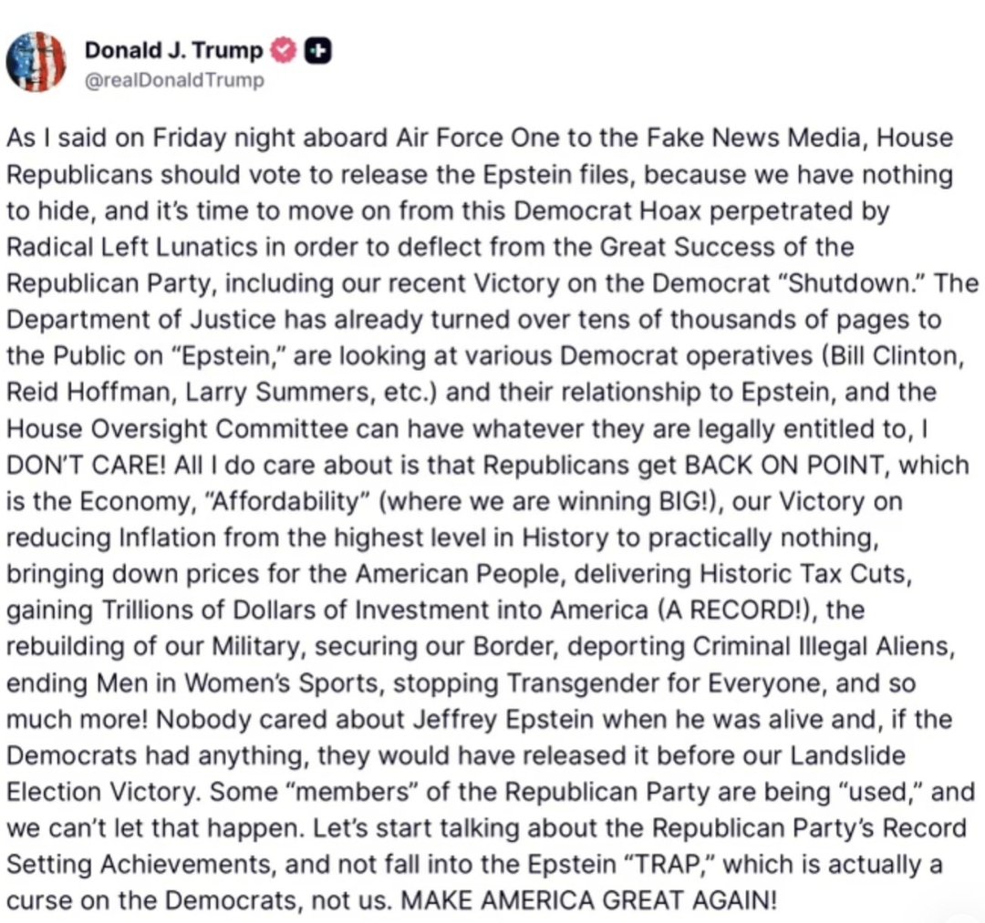Horseshit. He's banking on the fact that the DOJ cannot release the files because of the new "investigation" he just ordered Pam Bondi to open