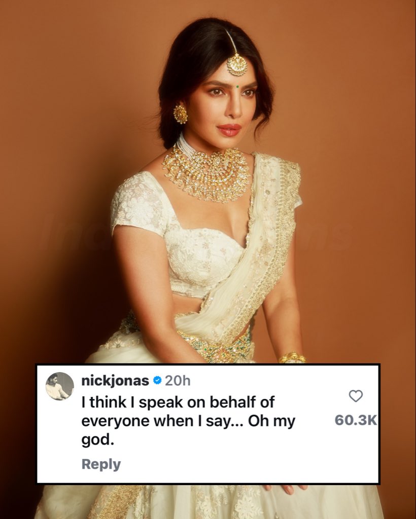 indiaforums's tweet photo. Nick Jonas can’t stop staring! 😍 Priyanka Chopra stuns in white at the Varanasi event and gets a sweet shoutout from hubby: “My desi girl!”
.
.
.
#PriyankaChopra #NickJonas #DesiGirl #VaranasiVibes #CoupleGoals #BtownStyle #CelebrityFashion #WhiteLook #StarCouple #FYP #Explore #Viral #Trending #Instagram #indiaforums