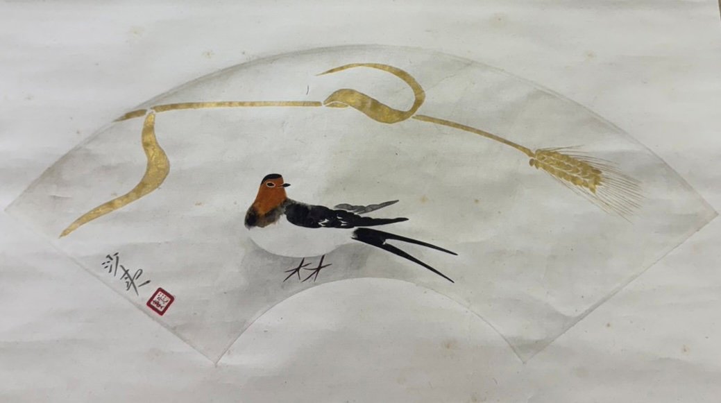 買取実績のご紹介：森田沙伊 扇面 掛け軸】 北海道出身の森田沙伊