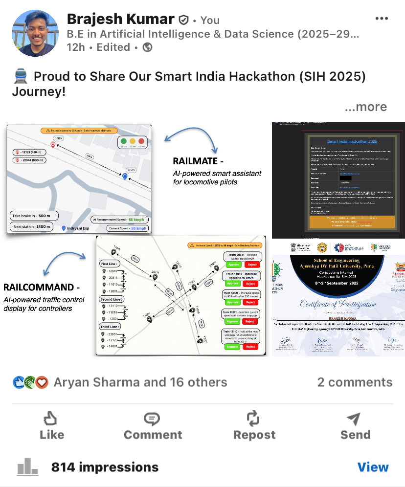 NotBrajeshh's tweet image. Day 1/365 – AI Journey 🚀

Started my 365-day AI &amp;amp; Coding journey today.
Yesterday I shared my SIH experience on LinkedIn, and it motivated me to stay consistent .
Revised Python basics and worked on improving problem-solving.