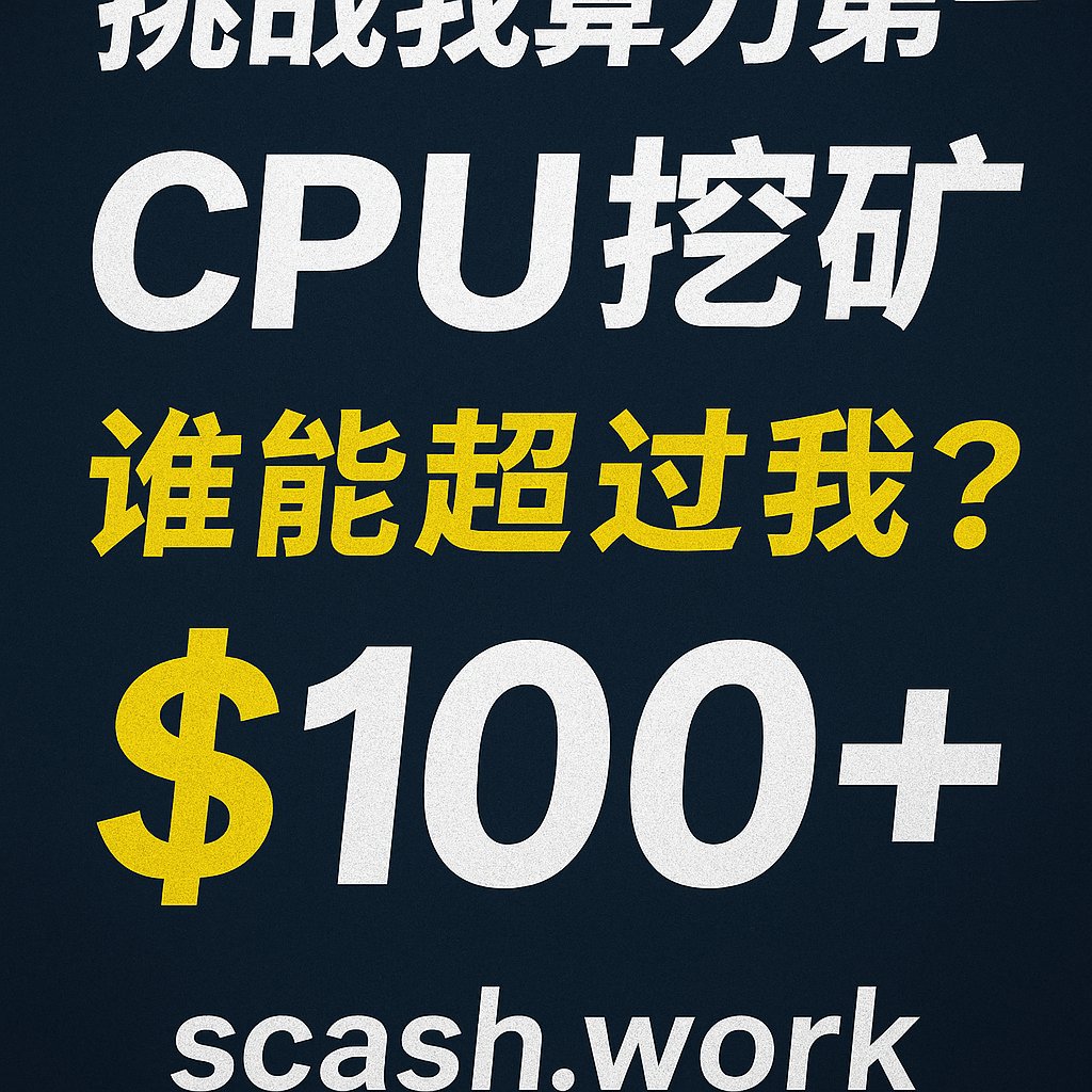 0tiantian's tweet image. 🔥 我宣布一件事——我正式登顶 Scash 社区矿池第一！
链接在这 👉 scash.work
欢迎来围观，也欢迎来挑战。
现在的 Scash 挖矿是什么？
是 CPU 挖矿界的春天、
是 平民玩家逆天改命的入口、
更是那个你几年后回头看会说：
“靠，这波我没错过！”

💻 打开电脑 = 开始赚钱
不需要矿机…