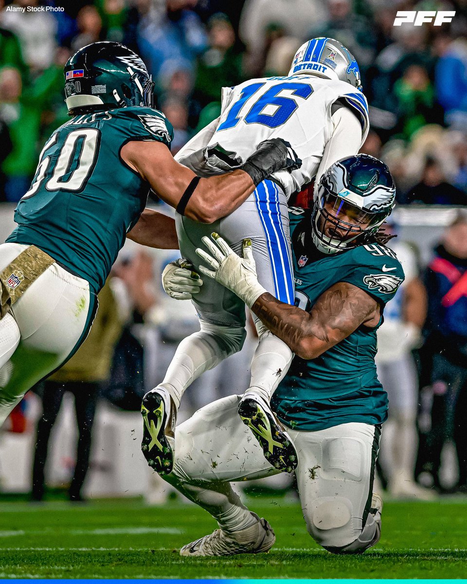 PFF's tweet image. The Eagles defense did not allow a 3rd or 4th down conversion in the first half 😤