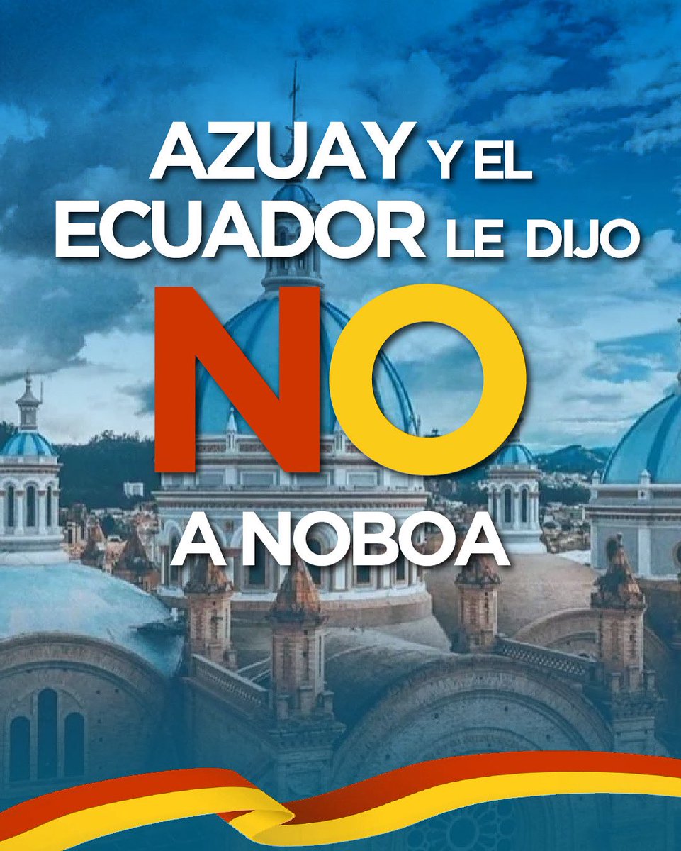 El #Azuay y el #Ecuador hablaron fuerte:
NO al autoritarismo
NO a la mentira 
NO al desgobierno. 
El #QuintoRíoDeCuenca defendió sus páramos y su dignidad. Hoy ganó el pueblo valiente que no se vende y lucha por salud, educación y trabajo de calidad.
<a href="/LuisaGonzalezEc/">Luisa González</a> <a href="/MashiRafael/">Rafael Correa</a>