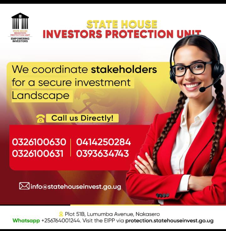 Col.Edith Nakalema is the head of Statehouse Investors Protection Unit. This Unit exists to ensure that the investment climate in Uganda is conducive and secure. <a href="/ShieldInvestors/">State House Investors Protection Unit</a> coordinates stakeholders for a secure investment landscape. 
#EmpoweringInvestors