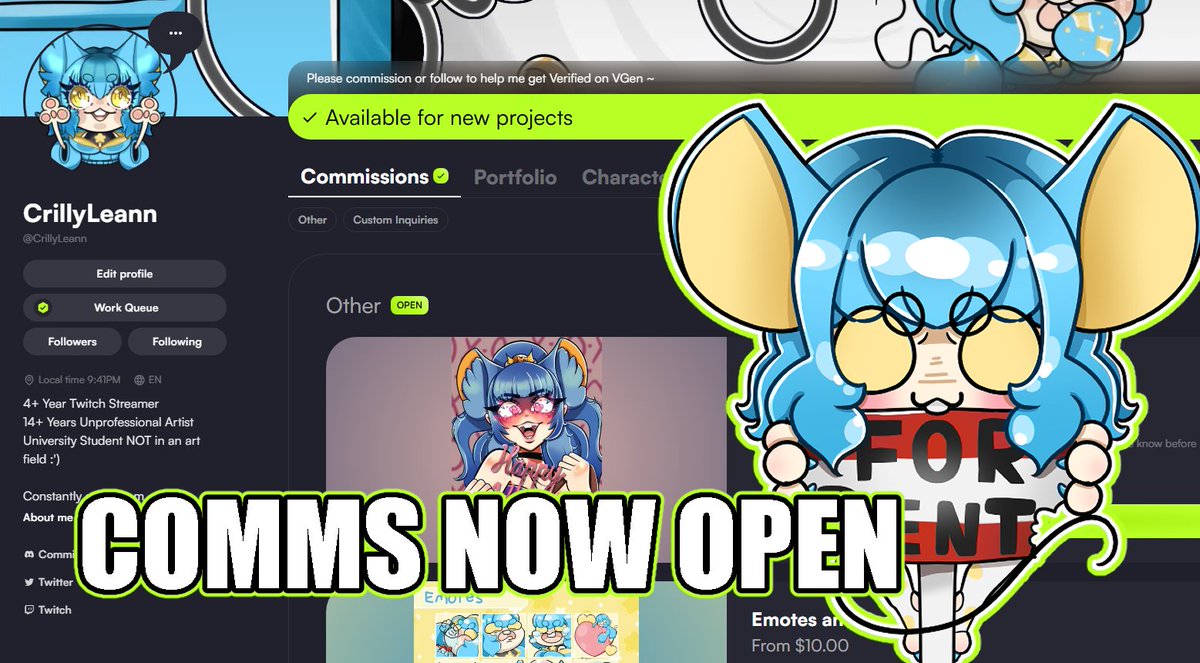 ┏•◦•◦•◦•◦•◦•◦•◦•◦•◦ᘛ⁐̤ᕐᐶ
┊
⠀⠀⠀To make good on the promise from the Spooktacular Streamathon, my VGen is now Open!

⠀⠀⠀Big thank you again to all of my community members who helped raise money for gamers outreach, and my friends who have been begging