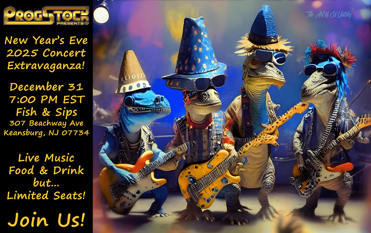 ProgStock's tweet image. ProgStock New Year&apos;s Eve Lineup is Complete and will feature Dave Bainbridge, Karl Eisenhart, Beledo, and Curiosity Shop! Limited seating so get your tickets now! While you&apos;re at it, check out the ProgStock Store for your holiday shopping. - mailchi.mp/8127ee8259e5/p…