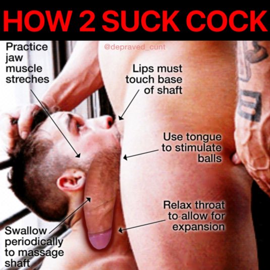 depraved_cunt's tweet photo. Fellow #fags, nobody is born a champ &amp; bc Men prefer fags who r good at what they do, here r a few tips 2 improve ur #blowjob skills. Remember, practice makes perfect. SO PRACTICE &amp; B THE BEST FAG U CAN B! #faglife #fagnature #malechastity #malehierarchy #fagology https://t.co/1NZaNXW4Vo