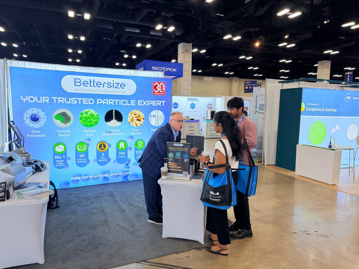 BettersizeLtd's tweet image. 💖 AAPS PharmSci 360, you were incredible!

Huge thanks to everyone who stopped by our booth in San Antonio to talk nanoparticles, stability, and powders with BeNano 180 Zeta Max, BeScan Lab, and PowderPro A1.

#Bettersize #PharmSci360 #ParticleAnalysis