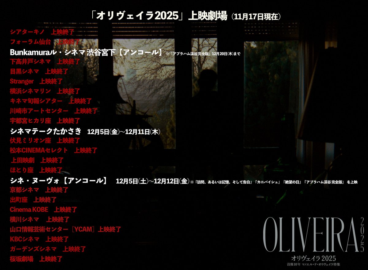 オリヴェイラ2025 没後10年 マノエル・ド・オリヴェイラ特集