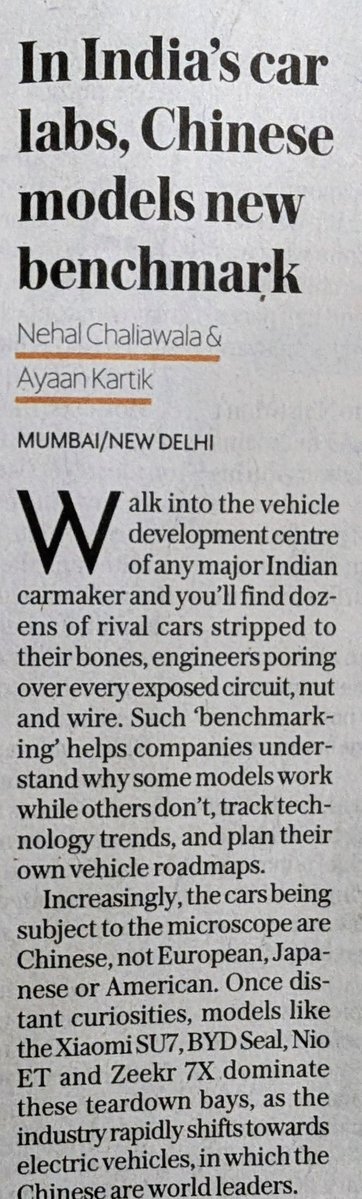 kshashi's tweet image. R&amp;amp;D departments at Indian auto companies are reverse-engineering chinese vehicles.