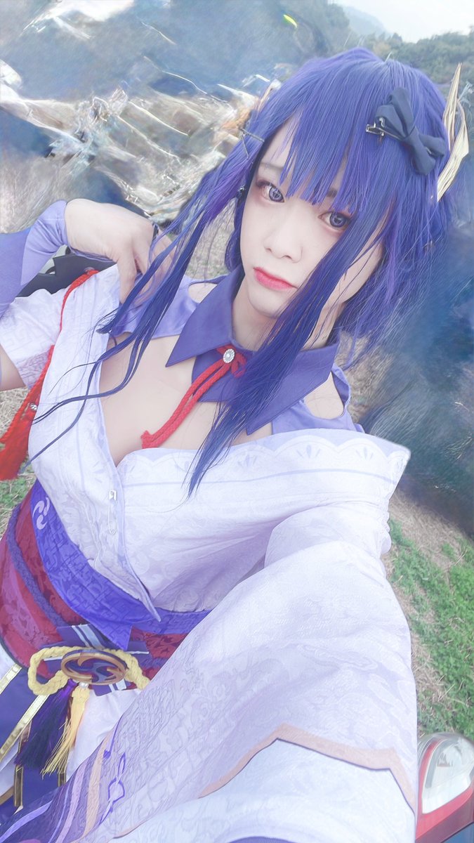 雷電将軍さんのウィッグのセットやり直しこれ超面倒くさい((((((( 今