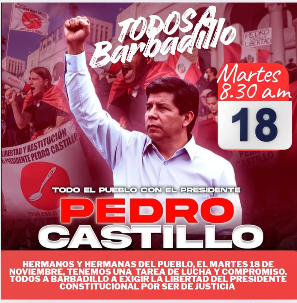 TCP_Peru's tweet photo. Todos a Barbadillo! Respaldo total a nuestro líder y presidente legítimo Pedro Castillo Terrones 

#PedroCastillo #TodoconelPueblo https://t.co/zcDSsymgJ8