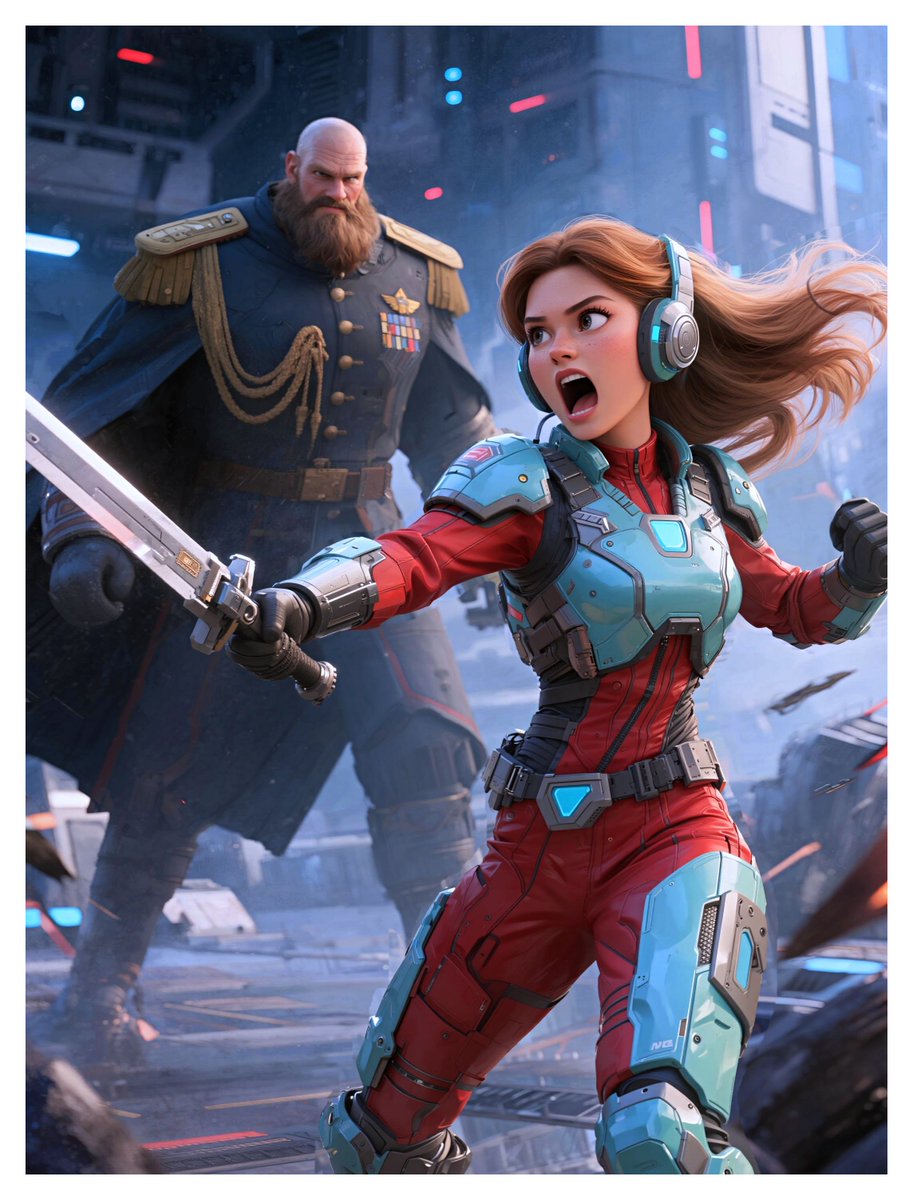 General vs. Sword Girl😠⚔️👩

#AIArt #SciFiArt #FuturisticArt