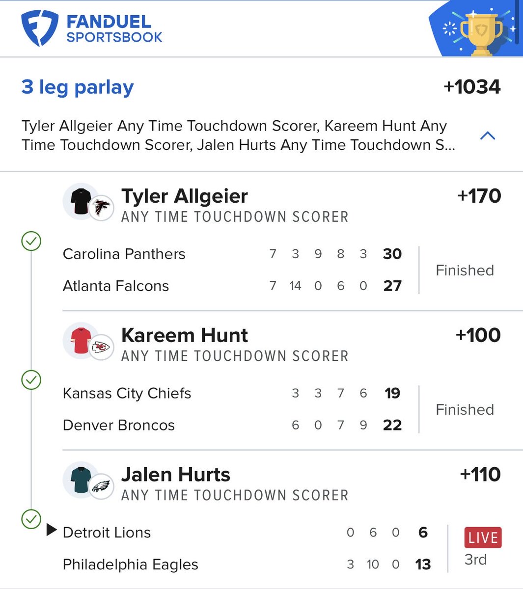 ChillyBets's tweet photo. 3 TD Lays in one Sunday… absolutely INSANE 🚀

Giving away an additional $300 to someone who likes/RT

$5 for all the plays, don’t miss out 👀

https://t.co/ScMvCB74kS https://t.co/fV05hEYBmc