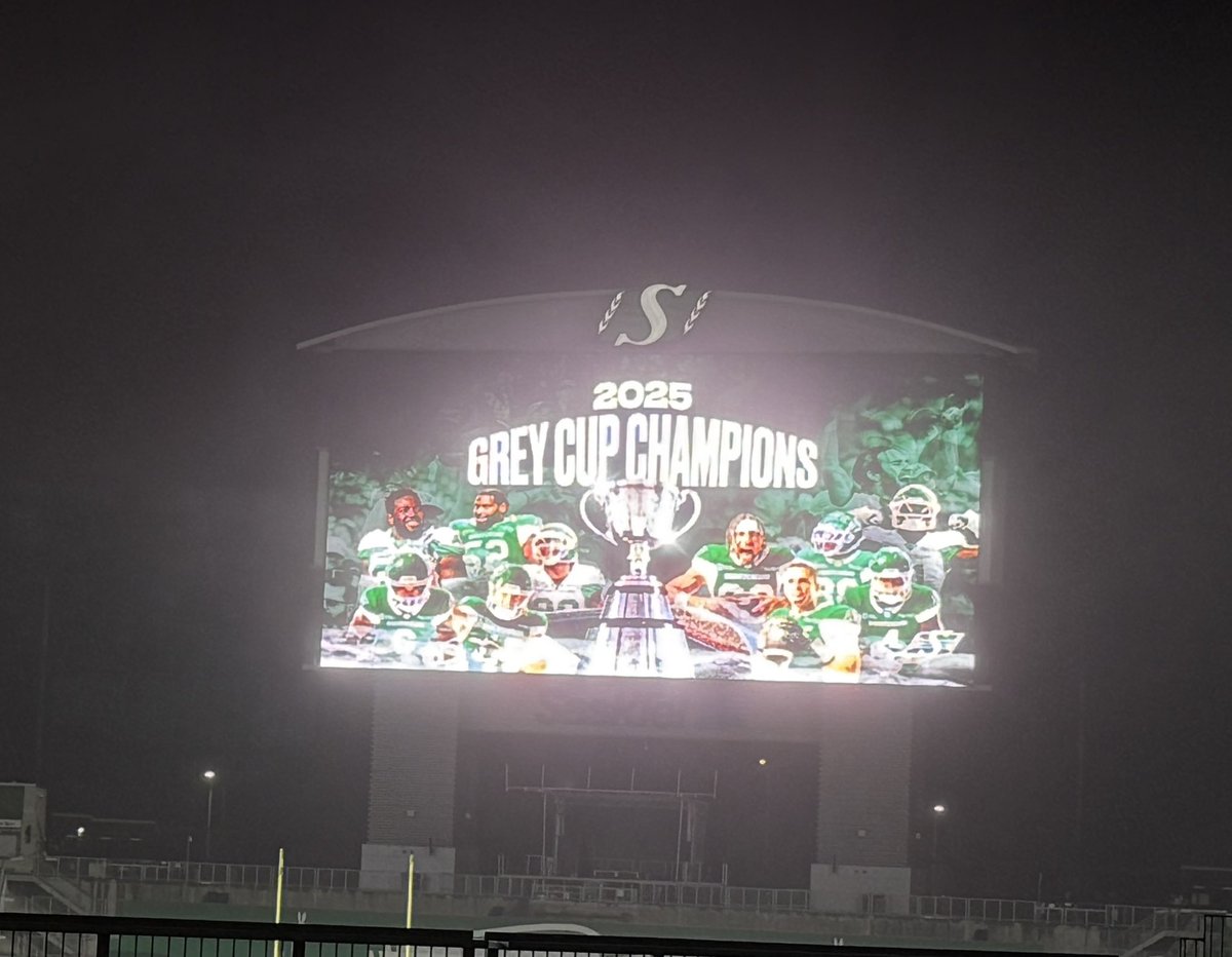 AlexanderQuon's tweet image. The Riders already have a graphic up at Mosaic Stadium #GreyCup