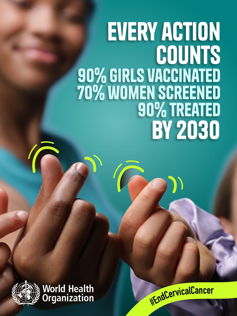 WHOWPRO's tweet photo. It's World #CervicalCancer Elimination Day

Cervical cancer could be the first cancer EVER in the world to be eliminated, if:

9️⃣0️⃣% of girls are vaccinated
7️⃣0️⃣% of women are screened
9️⃣0️⃣% of women with cervical cancer receive treatment

#EndCervicalCancer https://t.co/ITNXeLVBYk