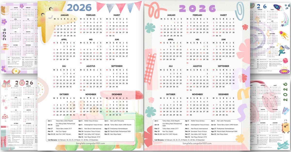 Computer1001's tweet image. Free Kalender 2026 Indonesia PDF lengkap tanggal merah, hari libur nasional, dan cuti bersama.

Silakan unduh di: template.computer1001.com/kalender-indon…