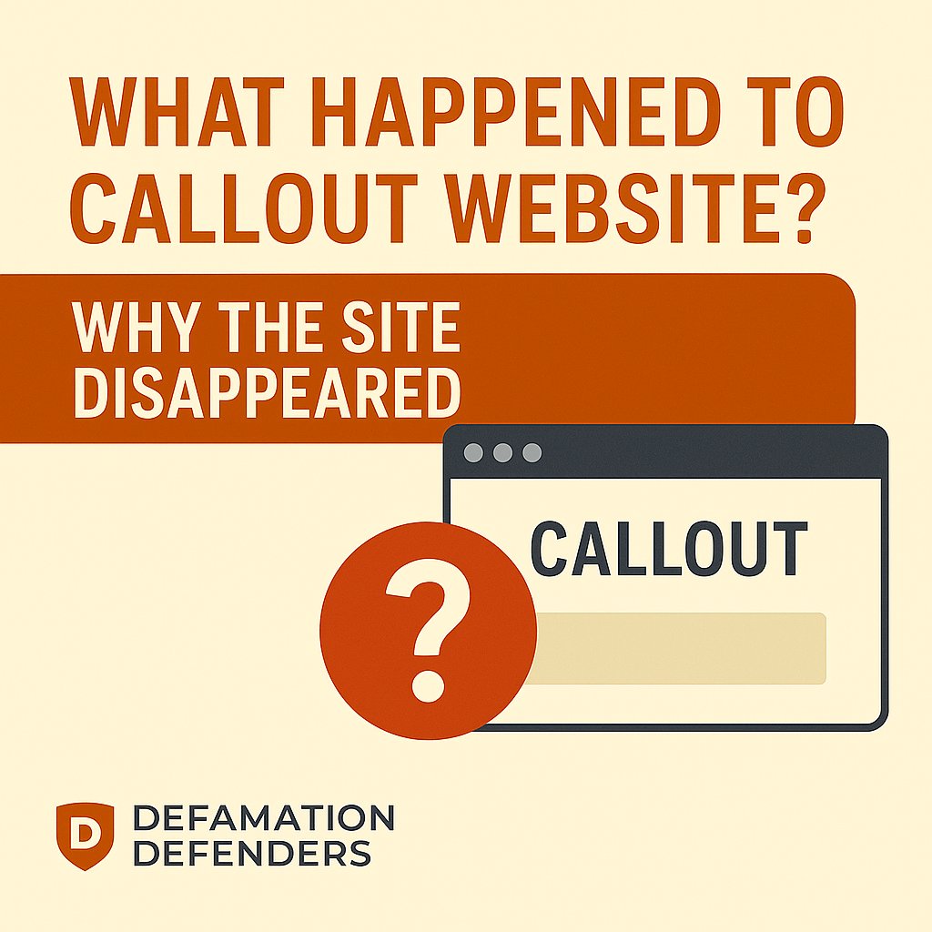 defamationdefen's tweet image. ❓ What really happened to the CallOut website — and where did all the posts go?

We break down why the site disappeared, what happened to the content, and how to remove anything still showing up online 👇

👉 defamationdefenders.com/what-happened-…

#DefamationDefenders #ReputationManagement…