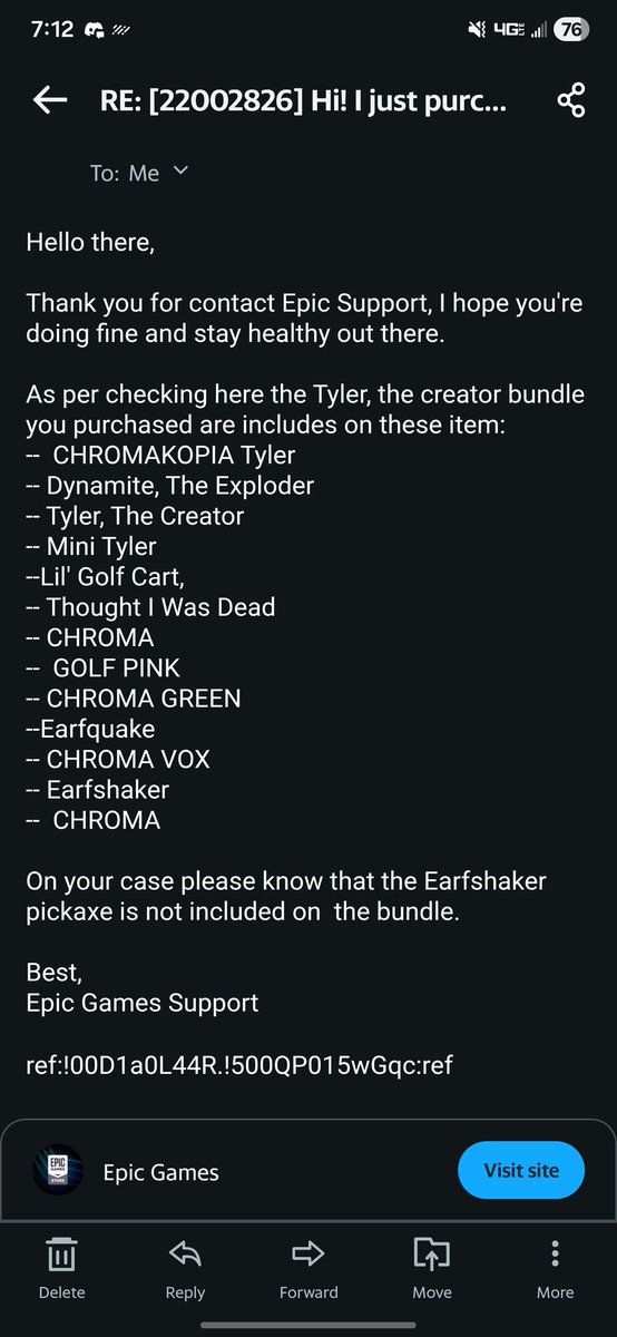 Epic finally responded to my support ticket, luckily they already fixed it but im glad I didnt have to rely on the agent to fix it 😭