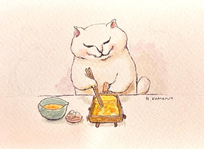 お天気の良い月曜日です。 卵を食べて、一週間を元気に過ごします。 こちらの絵は、現在 にて開催中の個展「日常は、まるで映画のよう」で原画をご覧いただけます (本日11/17と11/18は定休日ですのでご注意ください)
