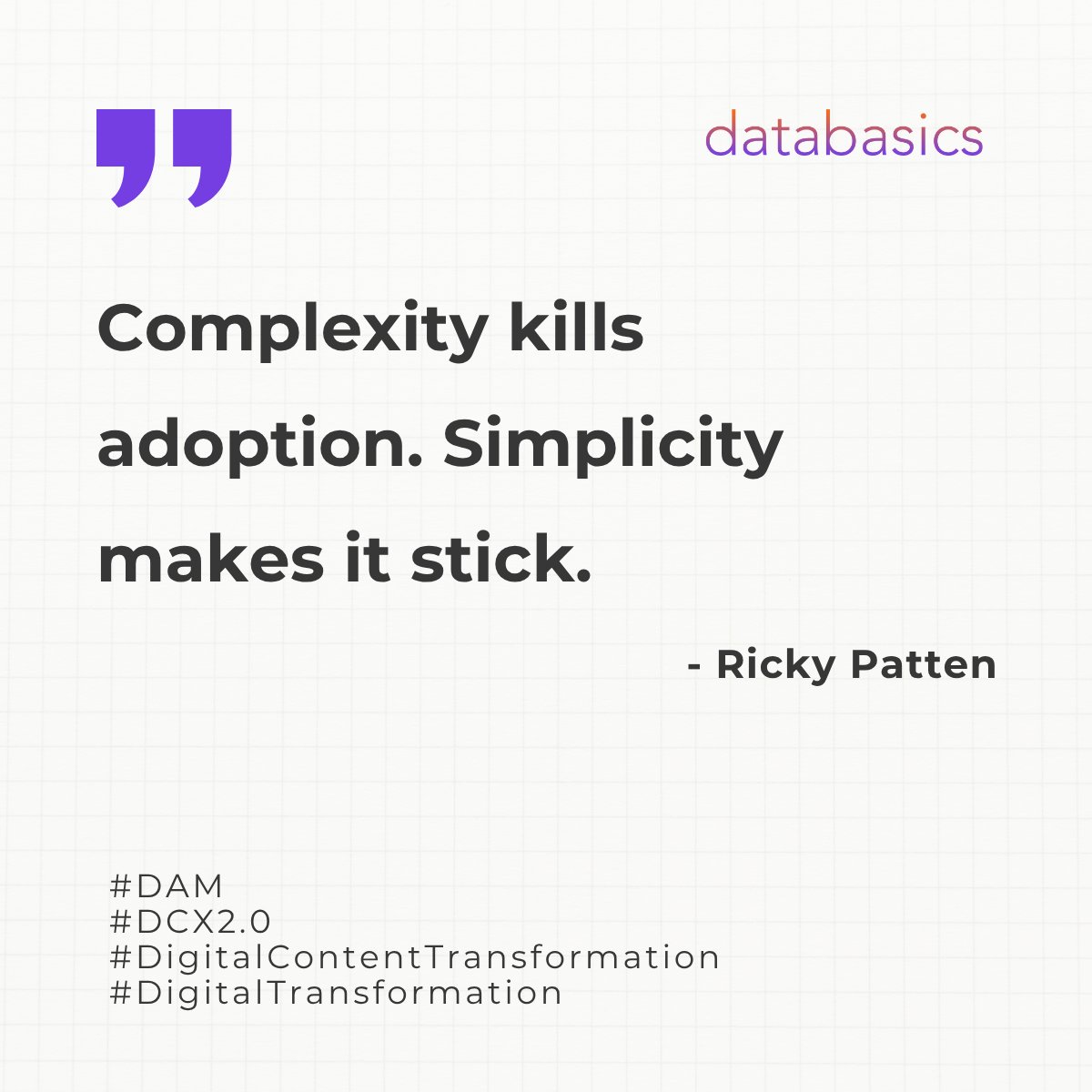 DataBasicsPL's tweet image. Complexity kills adoption. Simplicity makes it stick. #DCX #DigitalContentTransformation #DigitalTransformation #DAM hubs.la/Q03QJl1R0