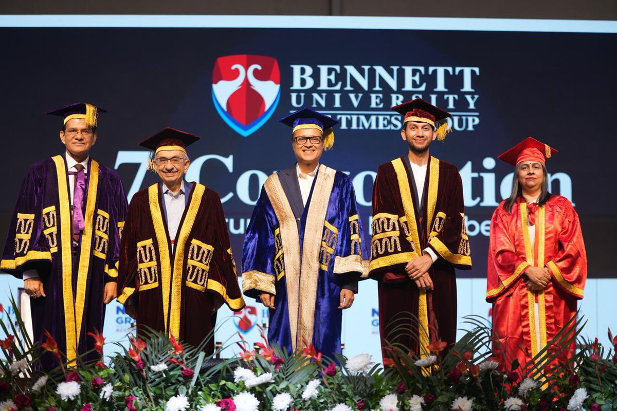 At the 7th convocation of Bennett university -It was my privilege and honor to confer Honoris Causa degrees to Nadir Godrej, Group Chairman- Godrej Industries Group, &amp;  Ritesh Agarwal, Founder &amp; Group- CEO of OYO .