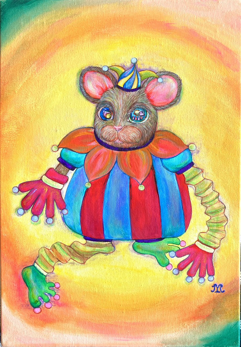 新作
「俯瞰するピエロ」
キャンバスSM(227x158mm)

ネズミのピエロくんは考えています
"僕はどう見えてるだろうか"
"こんな事をしたら人は笑うかな？"
僕は人を楽しませる道化達

◉2025/12/1~12/13
山木美術
11：00~18：00[最終日16:00迄/日曜休廊]
December Delights 12月の愉しみ2025
グループ展
