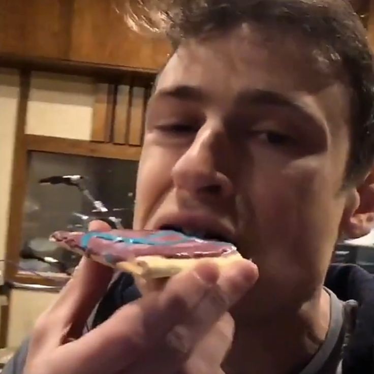 cshdoingstuff's tweet image. Andrew Katz eating a wildberry poptart