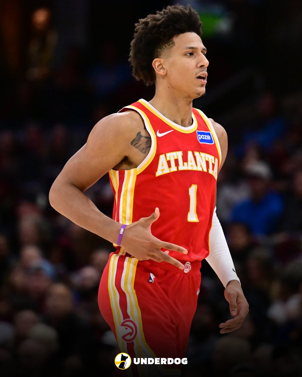 UnderdogNBA's tweet image. Jalen Johnson's last 4 games:

25 PTS, 10 REB, 7 AST, 69% FG
31 PTS, 18 REB, 14 AST, 53% FG
24 PTS, 10 REB, 8 AST, 90% FG
16 PTS, 10 REB, 8 AST, 44% FG

Hawks have won 5 in a row.