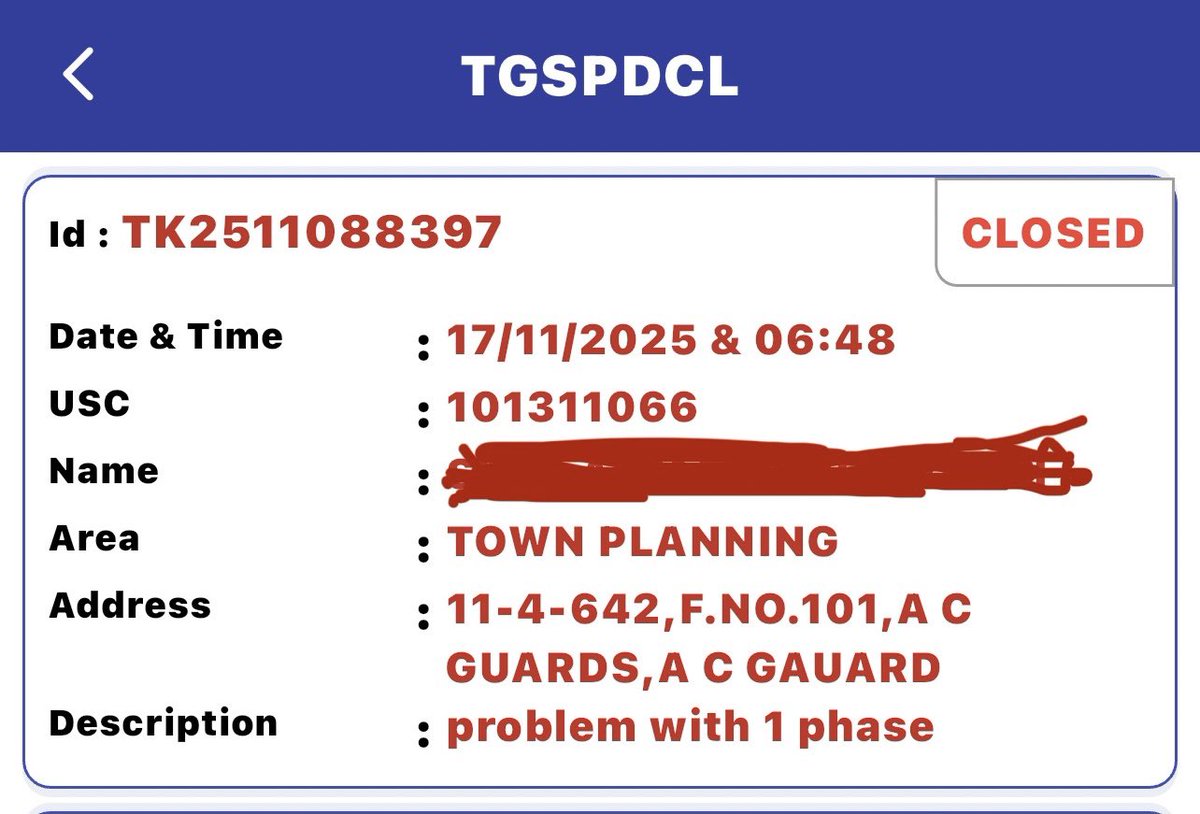 Complaint closed without being attended, all the phone numbers changed and not updated on TGSPDCL website. <a href="/tgspdcl/">TGSPDCL</a> what is going on?