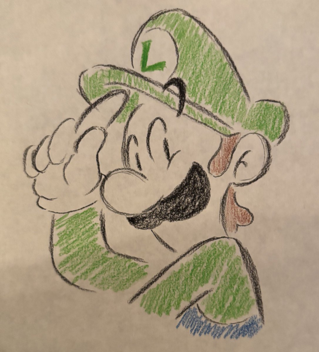 supermilobros's tweet image. Little Luigi I drew off the top of my head at a restaurant:)
