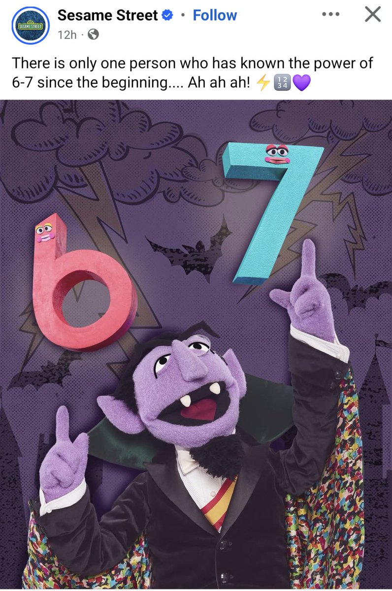 Meme's over guys... The Count from Sesame Street is referencing a meme from  a song that talks about doin' percs and murdering \, image size:796x1200